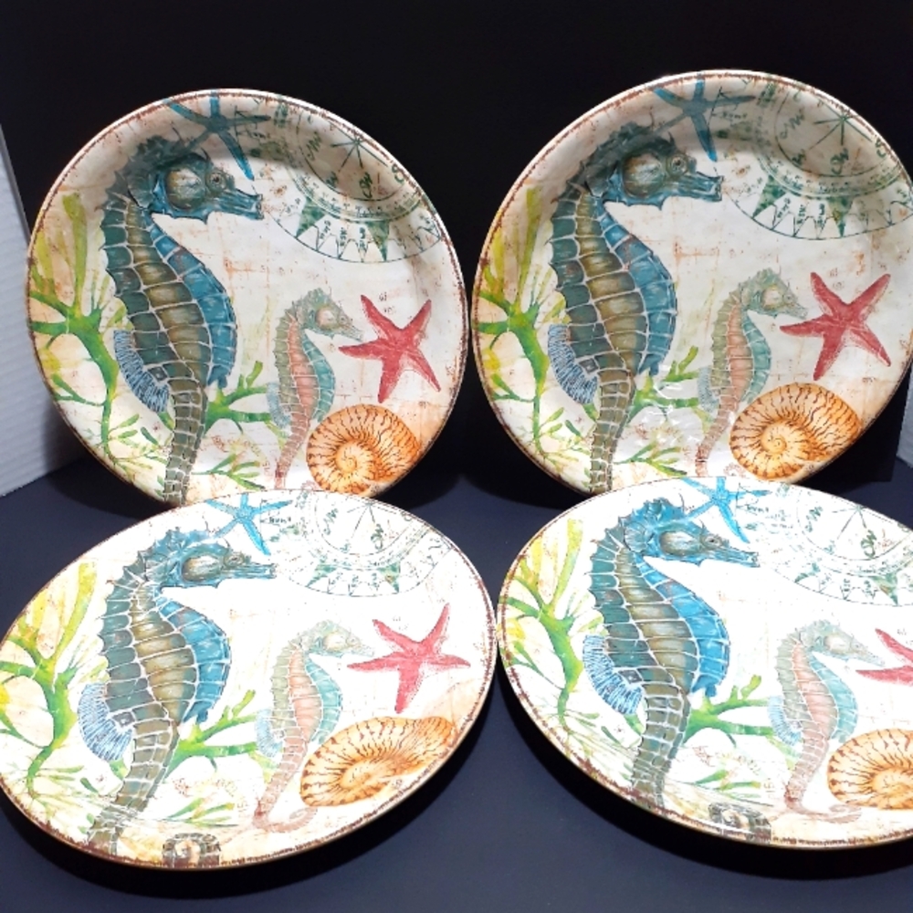 Pier 1 Sea Life Seahorse 9" Melamine Plates - Set of 4